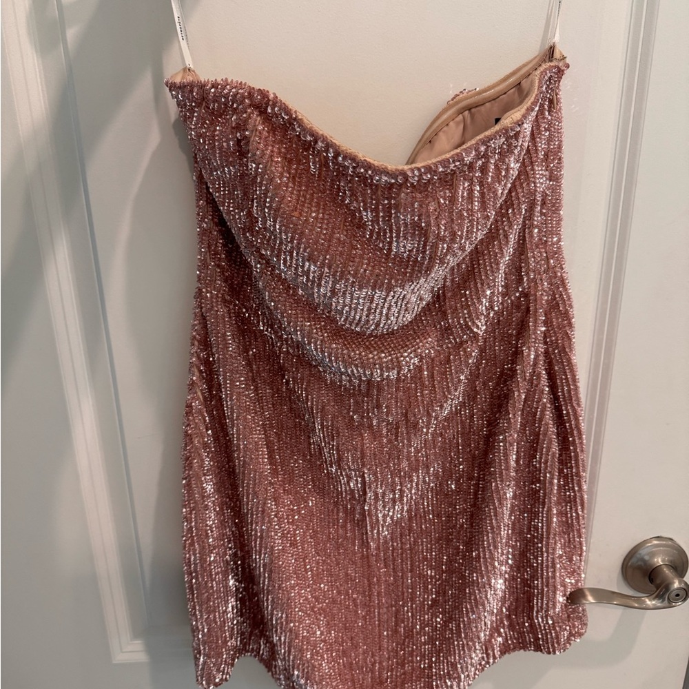 Retrofete Light Pink/Mauve Sequin Mini Dress
